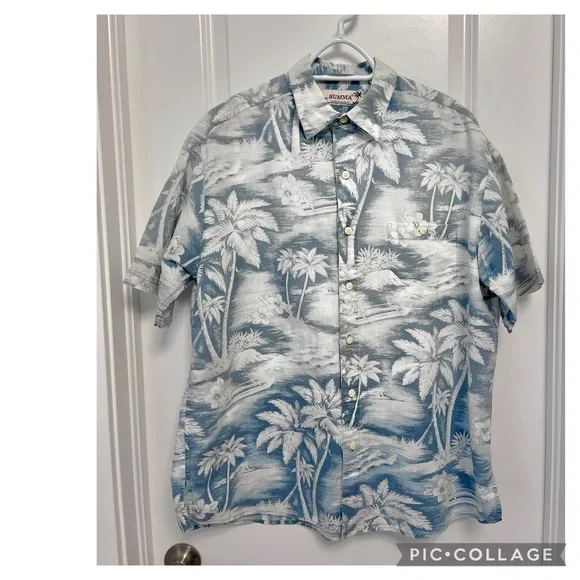 SUMMA MENS SS RAMIE COTTON BLEND HAWAIIAN SHIRT - Picture 2 of 4